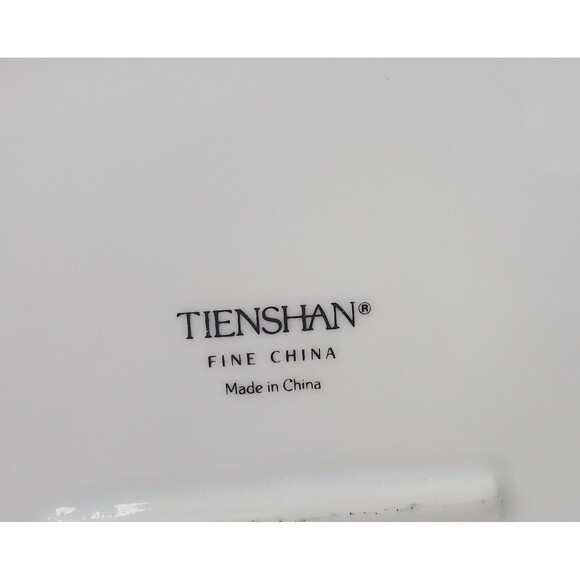 Vintage Tienshan Oval Platter Fine China Poinsettia & Ribbon Christmas 14" Plate - Picture 6 of 8